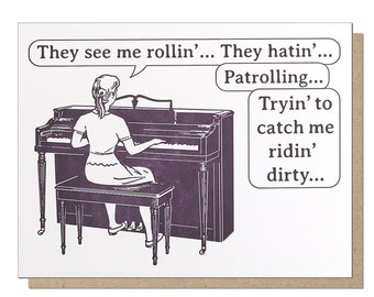 Riding Dirty Funny Letterpress Greeting Card