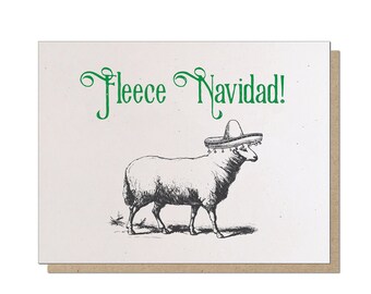 Fleece Navidad Letterpress Christmas Holiday Greeting Card