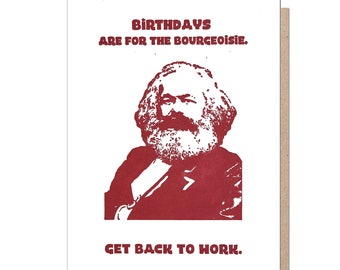 Marx Birthday Card Bourgeoisie Funny Birthday Card Letterpress Greeting Political Parody Cards