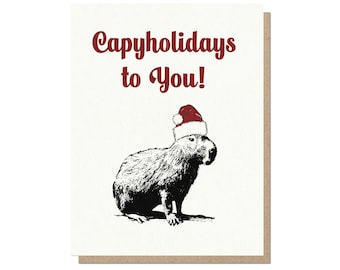 Funny Christmas Card | Capyholidays to You | capybara cute animals holiday greeting card