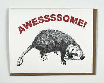 Awesome Possum | Letterpress Greeting Card