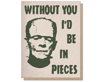 Frankenstein's Monster Letterpress Romantic Greeting Card