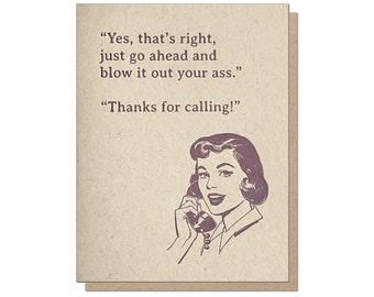 Thanks for calling Sarcastic Handmade Blank Greeting Card Work Office Mature