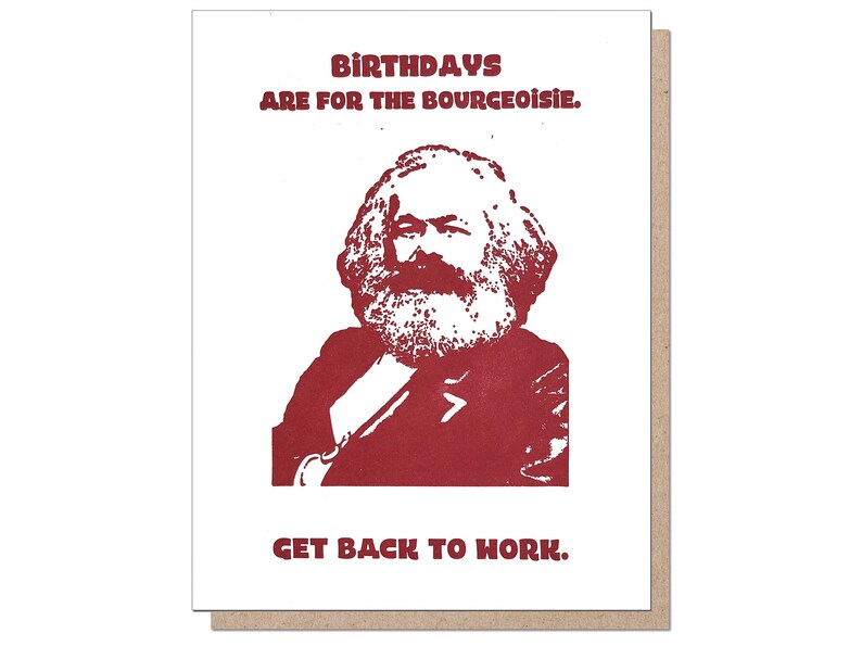 Marx Birthday Card Bourgeoisie Funny Birthday Card Letterpress Greeting Political Parody Cards image 1