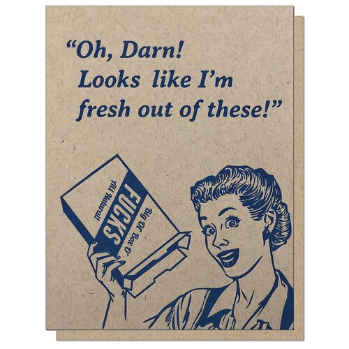 Fresh Out of These. Funny Letterpress Greeting Card. Free Etsy