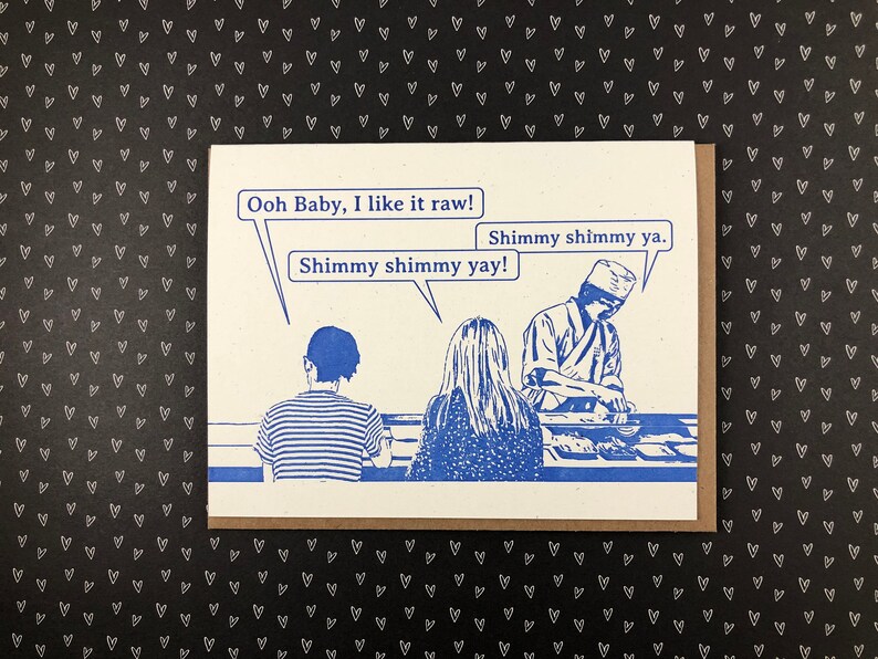 Ooh Baby I Like It Raw Funny Letterpress Greeting Card Sushi Etsy