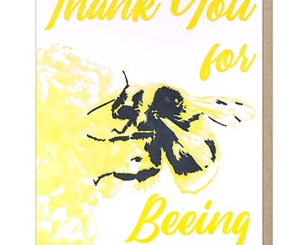 Thank you for Beeing - Romantic Letterpress Love Greeting Card