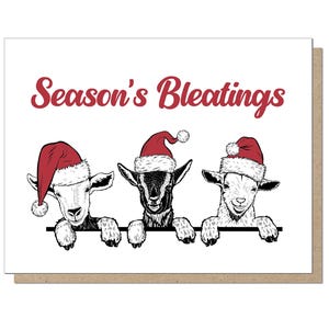 Bleatings Seasons | Słodkie, zabawne kozy | Kartka świąteczna | Życzenia świąteczne | Wydrukowane