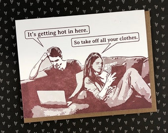 Hot in Here Funny Letterpress Greeting Card