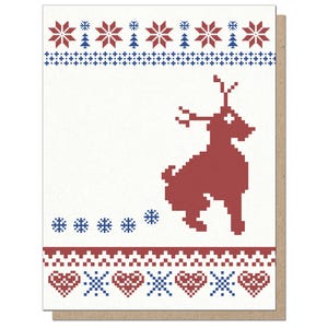 Fiocchi di renna. Maglione di Natale brutto Biglietto di auguri di Natale divertente Biglietto di auguri per le feste. Singolo o set in scatola