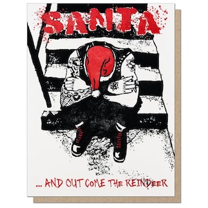 Punk Rock Santa / Divertente parodia della copertina dell'album degli anni '90 / Biglietto di auguri