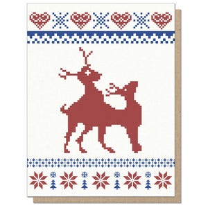 Frisky Reindeer. Funny Holiday Christmas greeting card.