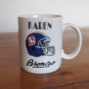 Vintage Denver Broncos Personalized Coffee Mug- KAREN