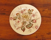 Antique John Maddock Sons Old Rose Vitreous China Round Chop Plate Serving Plate 12 quot Diameter