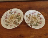 Antique John Maddock Sons Old Rose Vitreous China Oval Vegetable Bowls 9 quot and 10 quot Lot of 2 Bowls
