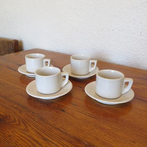 Vintage Cappuccino Espresso Coffee Mug Cup and Saucer Restaurantware Set of 4 Italian Diner Stackable