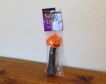 Vintage Halloween Pumpkin Flashing Safety Light Blow Mold NOS