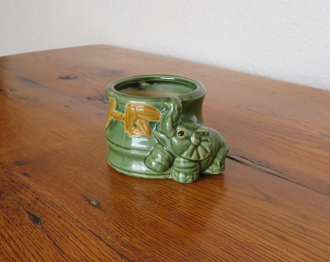 Vintage Lucky Elephant Planter Bamboo Planter Majolica - Etsy