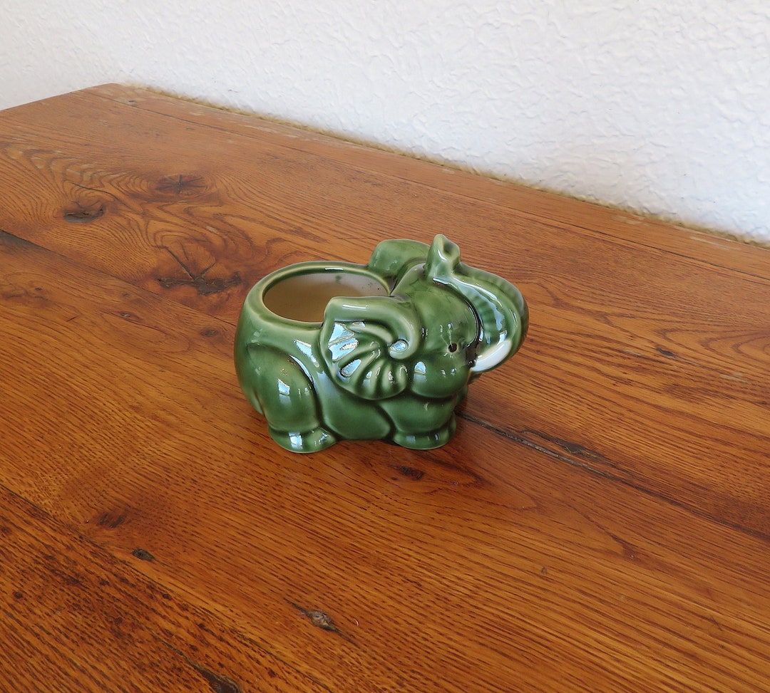 Vintage Lucky Elephant Planter Bamboo Planter Majolica - Etsy