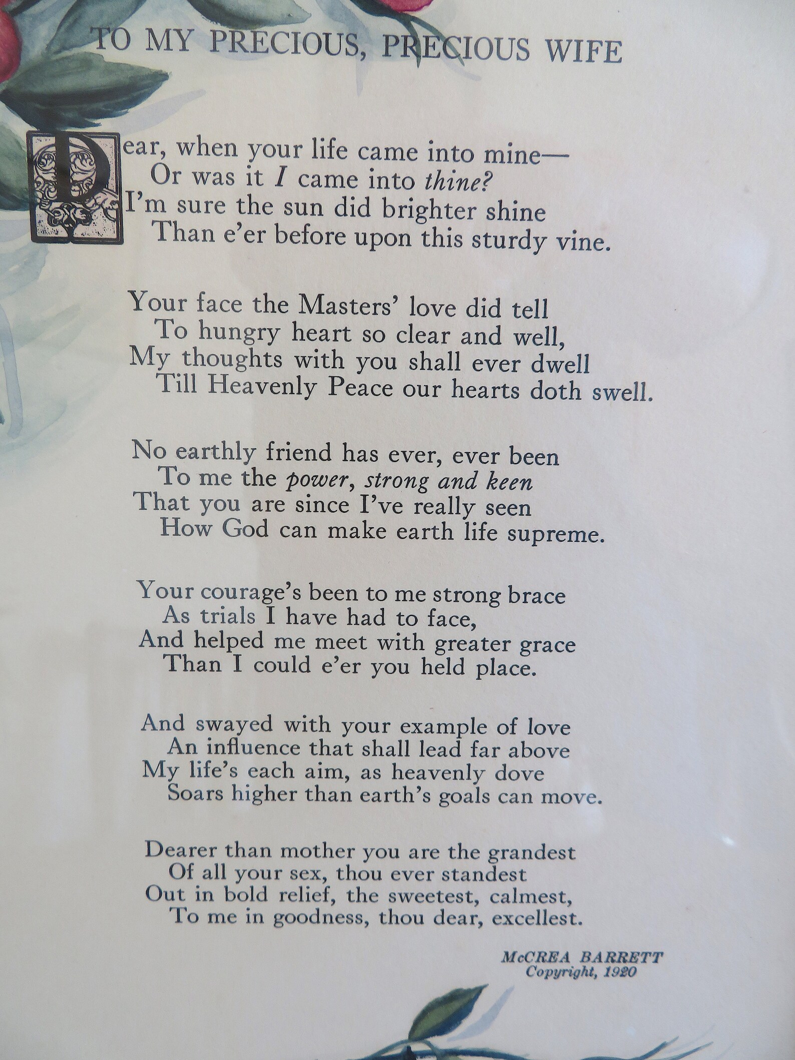 Vintage Framed Lithograph 1920 Mccrea Barrett Poem to My - Etsy