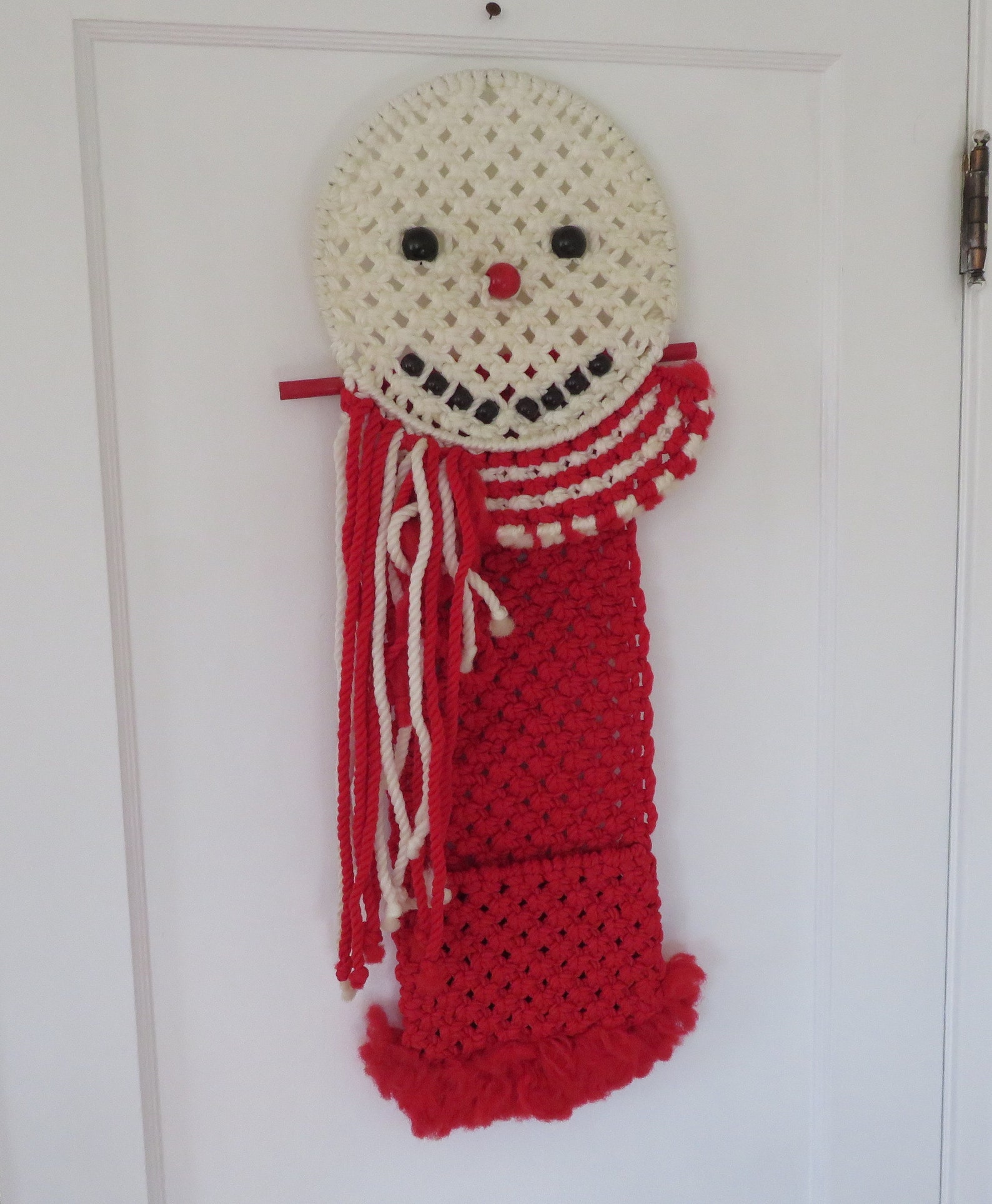 Christmas holder card metal shaped Vintage Snowman Christmas Macrame Wall Hanging Card Holder | Etsy