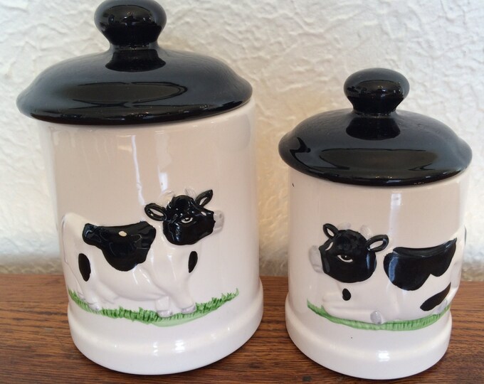 Vintage Ceramic Cow Canister Set of 2 Etsy