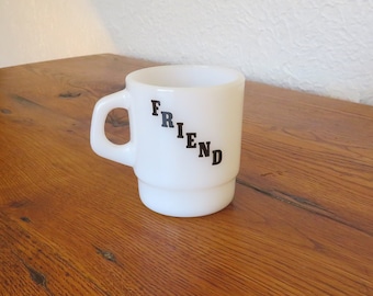 Vintage Friend Milk Glass Coffee Mug Termocrisa