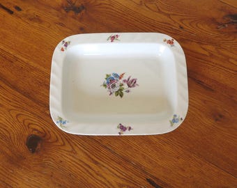 Vintage Atelier de la Magelaine France Porcelain Serving Dish Floral Botanical