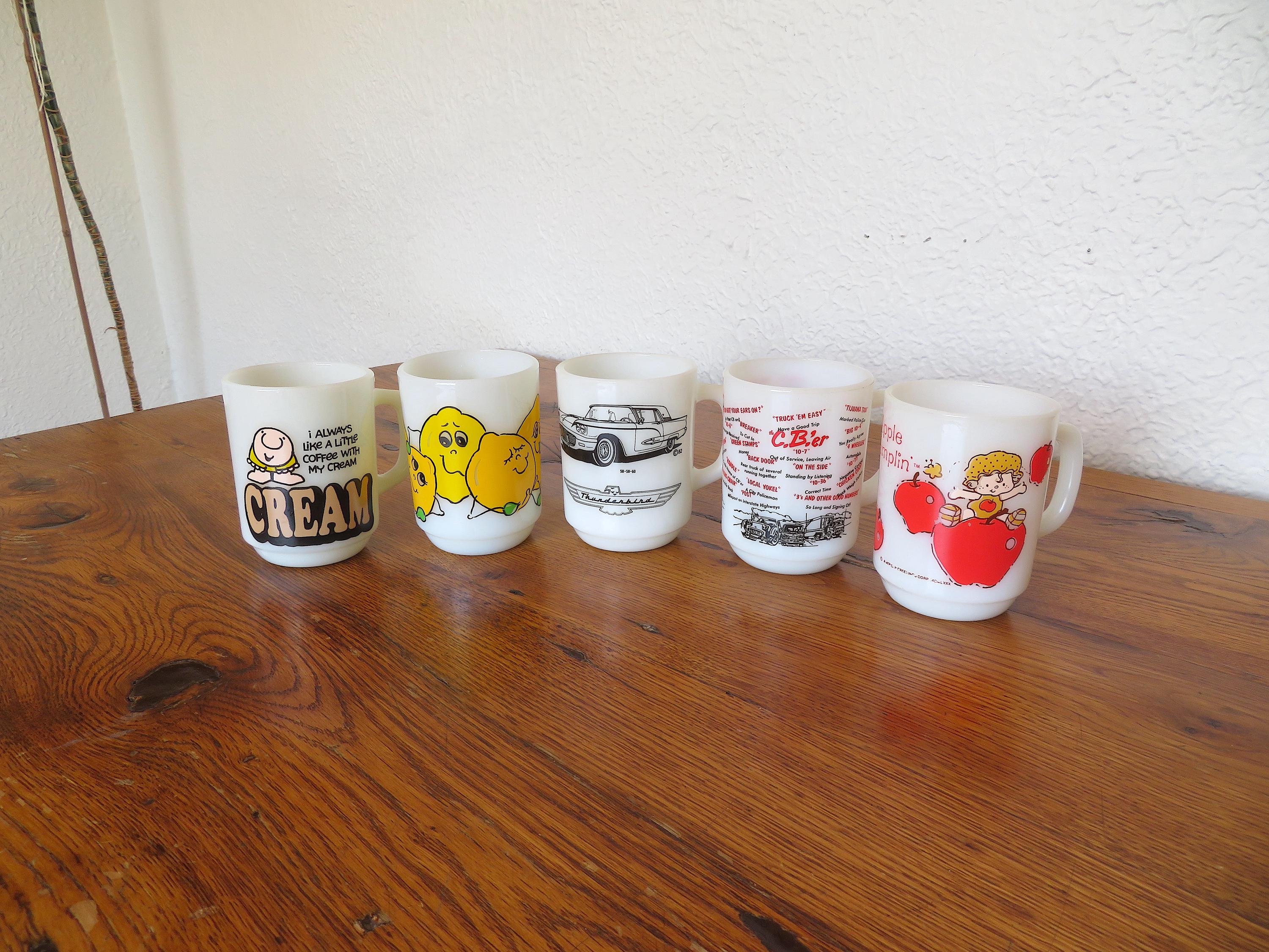 70s Milk Glass Mugs - Etsy
