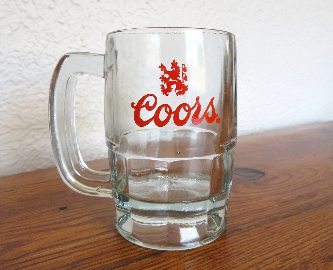 Vintage Coors Beer Glass Mug Heavy Retro Logo Barrel Shape 10 Etsy