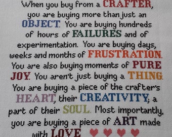 When you buy from a Crafter cross stitch chart