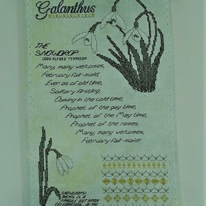 Tennyson Snowdrop Cross Stitch Sampler Chart