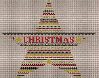 Christmas Star Band Sampler Cross Stitch Embroidery CHART PATTERN