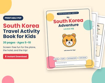 Südkorea-Reise-Aktivitätenbuch für Kinder, Koreanisch lernen, Malvorlagen (PDF)