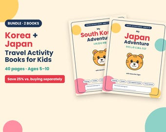 Korea Japan Travel Activity Book Bundle, Kids' Asia Trip Journal (PDF)