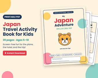 Japan-Reise-Aktivitätsbuch für Kinder, Hiragana-Übungen, Malvorlagen (PDF)