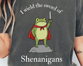 Funny Medieval Frog Shirt, Knight Wielding A Sword Meme Tee