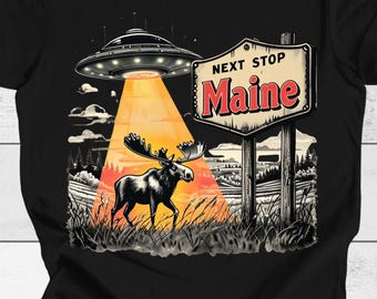 Vintage Moose UFO Shirt, Retro Alien Abduction Gift, UFO Meme Tee