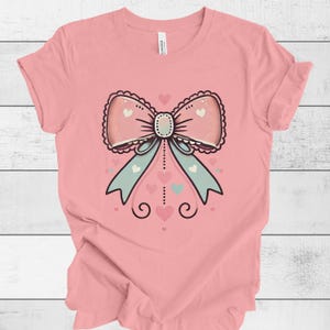 Coquette Valentine Shirt | Soft Pastel Bow Top | Perfect Valentine&#39;s Day Gift for Her | Cute Coquette Style