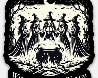 Witch Cauldron Vinyl Sticker: Feminist Coven, Halloween Decor, Magic Aesthetic for Tumblers & Bottles