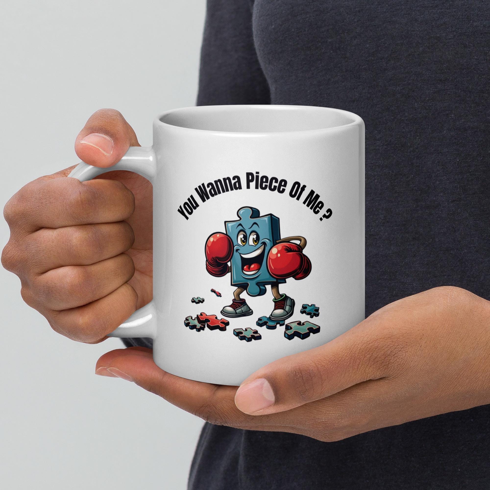 Funny Graphic Mug Blue Puzzle You Wanna Piece Of Me 20 oz mug Jigsaw Puzzle Lover Gift Sarcastic Mug Humorous Graphic Coffee Cup