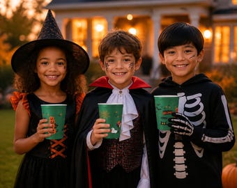 Tazza in acciaio riciclabile con pipistrelli e ragni di Halloween / Tazza di Halloween / Zucca / Strega / Bambini / Divertimento assicurato / Intrattenimento per famiglie / Festa di Halloween