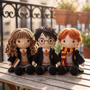 Harry Potter Amigurumi Crochet Pattern Bundle PDF | Harry Hermione Ron Instant Download