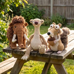 Ice Age Amigurumi Virkmönsterpaket PDF | Manny Sid Scrat Direktnedladdning