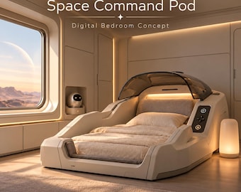 Space Kids Bedroom Design, Custom Space Command Pod Concept, Digital E-Design Mood Board