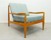mid century modern Adrian Pearsall Craft Associates 843-C birch framed low lounge chair with grey suede upholstery