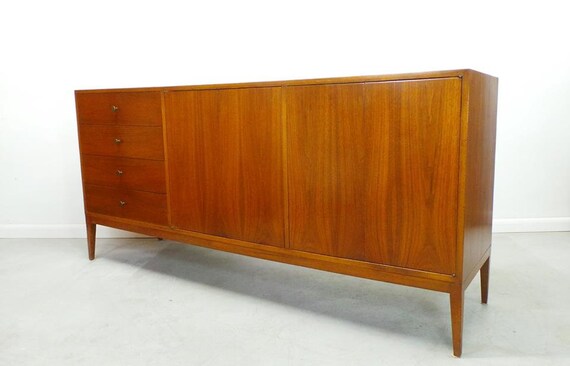 Beautiful Mid Century Modern Long Low Walnut Credenza Dresser Etsy