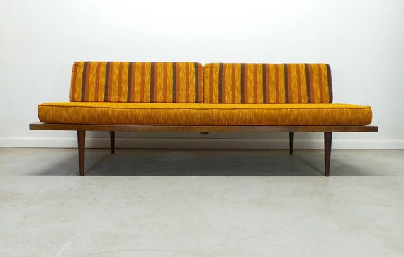 Mid Century Modern Orange Tweed And Striped Reversible Etsy