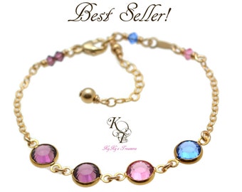 Birthstone Bracelet - Mothers Day - Gold Birthstone Bracelet - Grandmother Bracelet - Birthstone Gifts - Gold Bracelet - Mothers Gifts