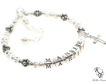 Baby Bracelet Baptism Gift Personalized Boy Baptism Gifts Sterling Silver Baby Girl Baptism Bracelet Christening Gifts Cross Bracelet